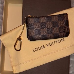Louis Vuitton brown checkered print keychain